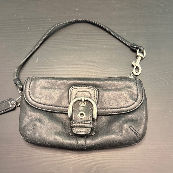 Coach Black Leather Wristlet with Buckle - Picture 4 of 5